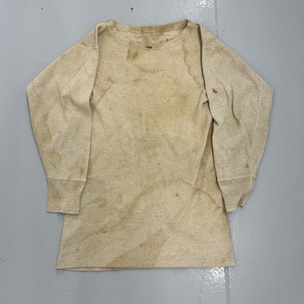 Vintage WW2 Cream Wool Distressed Thermal Shirt